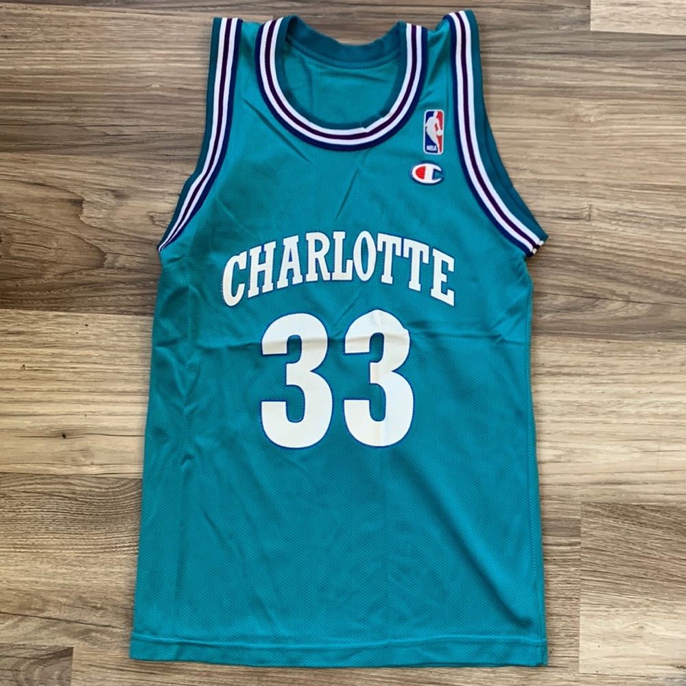 Vintage Champion NBA Charlotte Hornets Alonzo Mourning 33 Basketball Jersey Tank